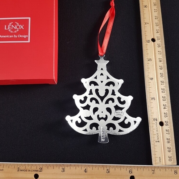 Lenox Sparke and Scroll Silverplate CHRISTMAS TREE Hanging Ornament - Picture 5 of 7